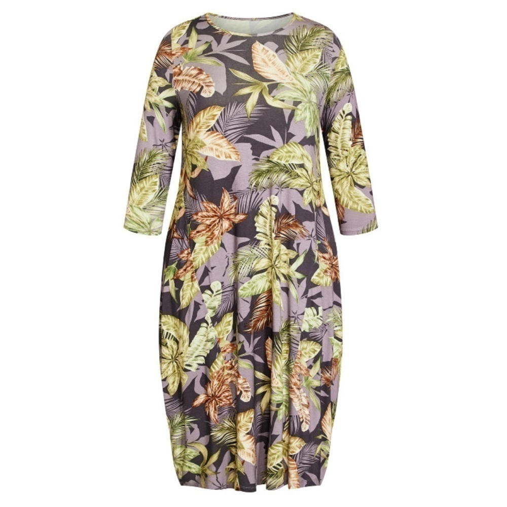 EVANS Amethyst Karina Knit Print 3/4 Sleeve Midi Dress 4A02.4 - Picture 2 of 5